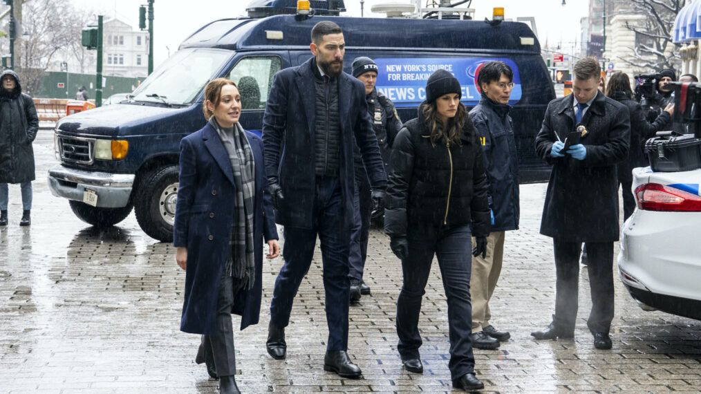Jamie Ragusa as NYPD Detective Sanders, Zeeko Zaki as Special Agent Omar Adom ‘OA’ Zidan, and Missy Peregrym as Special Agent Maggie Bell — 'FBI' Season 6 Episode 4