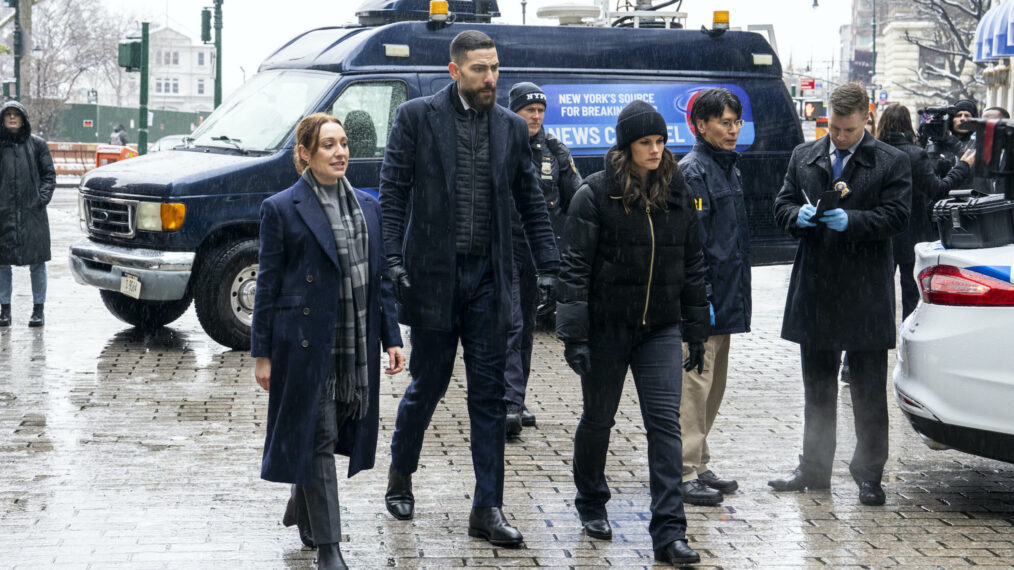 Jamie Ragusa as NYPD Detective Sanders, Zeeko Zaki as Special Agent Omar Adom ‘OA’ Zidan, and Missy Peregrym as Special Agent Maggie Bell — 'FBI' Season 6 Episode 4 - 'Creating a Monster'