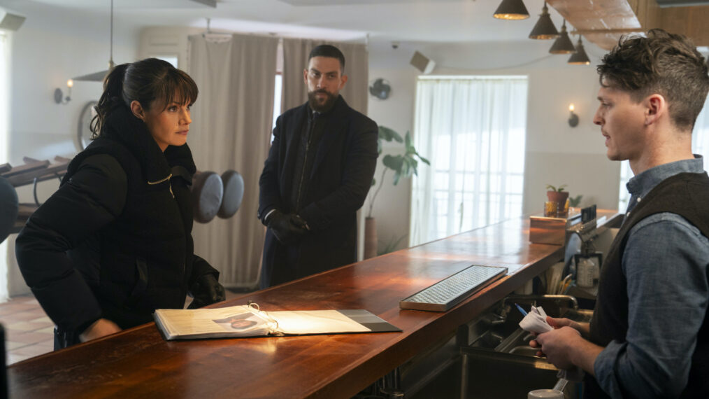 Missy Peregrym as Special Agent Maggie Bell, Zeeko Zaki as Special Agent Omar Adom ‘OA’ Zidan, and Jeremiah Miller as Elias — 'FBI' Season 6 Episode 4