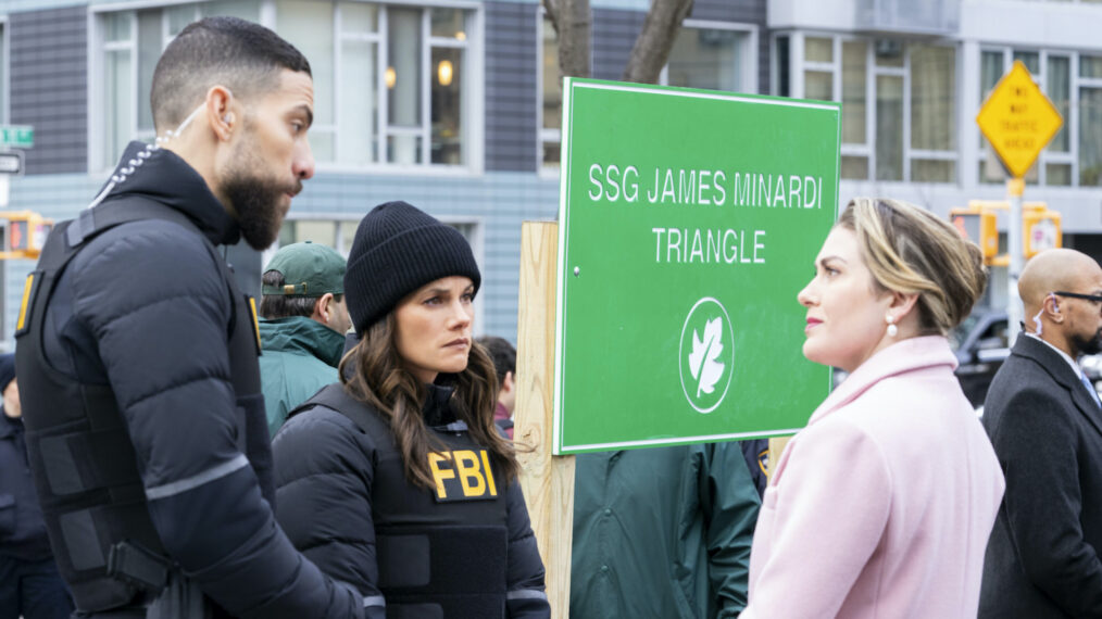 Zeeko Zaki as Special Agent Omar Adom ‘OA’ Zidan, Missy Peregrym as Special Agent Maggie Bell, and Kate Loprest as Congresswoman DiLillo — 'FBI' Season 6 Episode 4