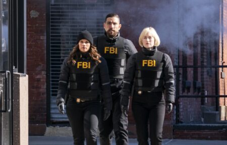 Missy Peregrym as Special Agent Maggie Bell, Zeeko Zaki as Special Agent Omar Adom ‘OA’ Zidan, and Charlotte Sullivan as Jessica Blake — 'FBI' Season 6 Episode 6