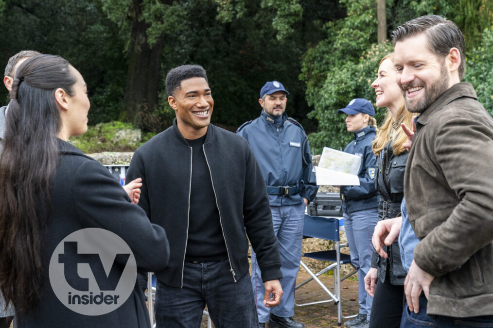 Carter Redwood as Special Agent Andre Raines, Eva-Jane Willis as Europol Agent Megan “Smitty” Garretson, and Luke Kleintank as Special Agent Scott Forrester — Behind the Scenes of 'FBI: International' Season 6 Episode 7