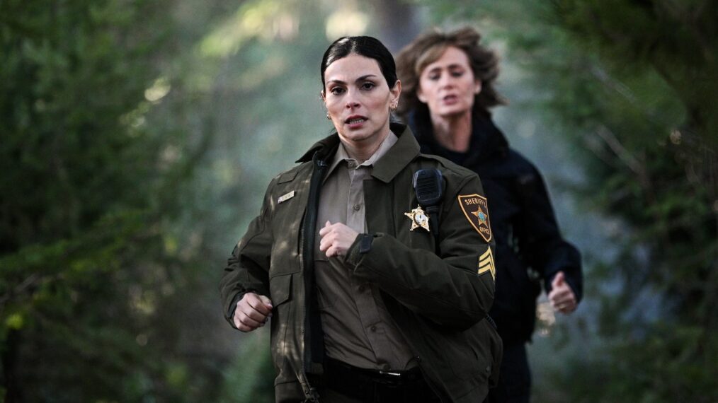 Morena Baccarin as Sheriff Mickey Fox and Diane Farr as Sharon Leone — 'Fire Country' Season 2 Episode 6