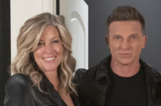 Laura Wright and Steve Burton on set of 'General Hospital' in January 2024