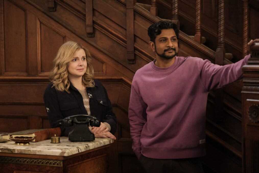 Rose McIver and Utkarsh Ambudkar in 'Ghosts' Season 3