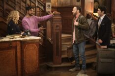 Rose McIver, Utkarsh Ambudkar, Jon Glaser, and Asher Grodman in 'Ghosts' Season 3