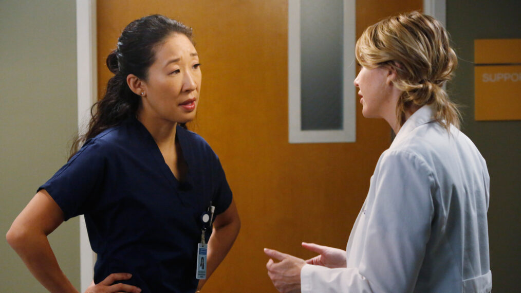 Sandra Oh as Cristina Yang and Ellen Pompeo as Meredith Grey in 'Grey's Anatomy'