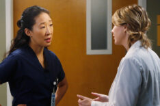Sandra Oh as Cristina Yang and Ellen Pompeo as Meredith Grey in 'Grey's Anatomy'