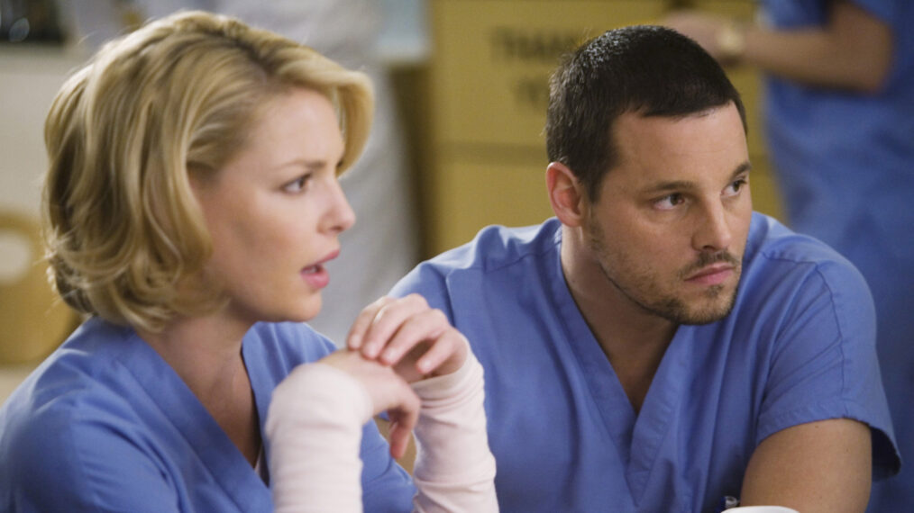 Katherine Heigl as Izzie Stevens and Justin Chambers as Alex Karev in 'Grey's Anatomy'