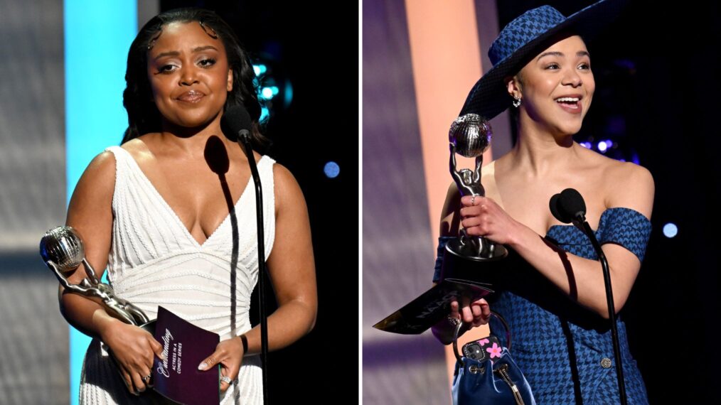 Quinta Brunson and India Ria Amarteifio at the 2024 NAACP Image Awards