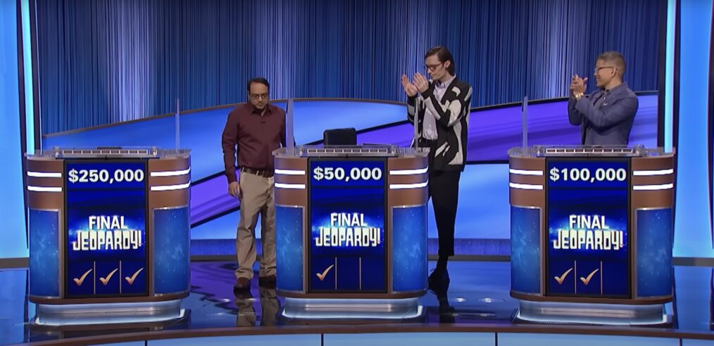 Yogesh, Troy, and Ben on Jeopardy! TOC