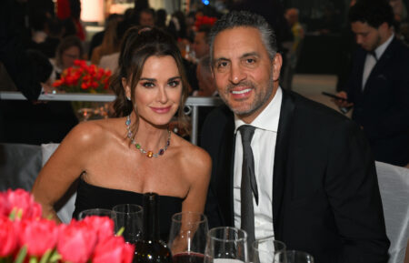 Kyle Richards and Mauricio Umansky attend the Elton John AIDS Foundation's 31st Annual Academy Awards Viewing Party on March 12, 2023 in West Hollywood, California.
