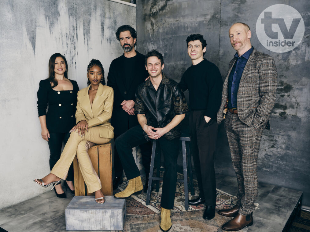 'Manhunt' creator Monica Beletsky and stars Lovie Simone, Hamish Linklater, Brandon Flynn, Anthony Boyle, and Matt Walsh at TCA