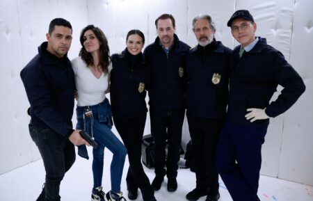 Wilmer Valderrama as Nicholas 'Nick' Torres, Director Daniela Ruah, Katrina Law as Jessica Knight, Sean Murray as Timothy McGee, Gary Cole as Alden Parker, and Brian Dietzen as Jimmy Palmer — 'NCIS' Season 21 Episode 4