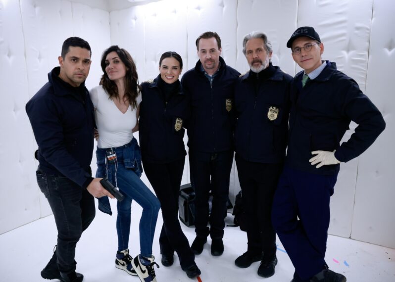 Wilmer Valderrama as Nicholas “Nick” Torres, Director Daniela Ruah, Katrina Law as Jessica Knight, Sean Murray as Timothy McGee, Gary Cole as Alden Parker, and Brian Dietzen as Jimmy Palmer — 'NCIS' Season 21 Episode 4