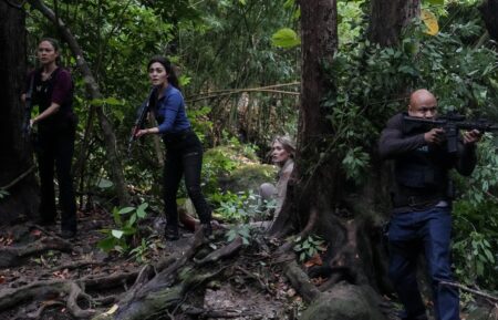 Vanessa Lachey as Jane Tennant, Yasmine Al-Bustami as Lucy Tara, and LL Cool J as Sam Hanna — 'NCIS: Hawai'i' Season 3 Episode 5