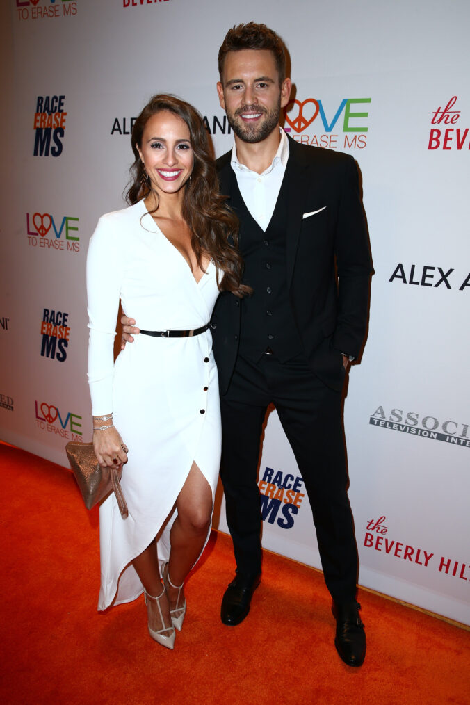 Nick Viall and Vanessa Grimaldi attend the 24th Annual Race To Erase MS Gala at The Beverly Hilton Hotel on May 5, 2017 in Beverly Hills, California.