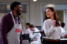 Nyambi Nyambi as Wyatt, Melissa Fumero as Jasmine in 'Night Court' Season 2 Episode 9