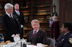 Dave Foley as Duncan, Rhys Darby as Alistair, Lacretta as Gurgs in 'Night Court' Season 2 Episode 12
