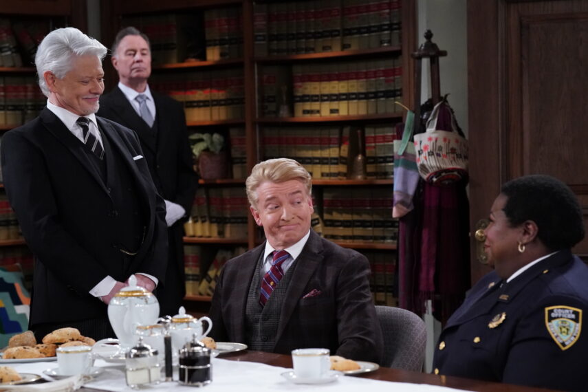 Dave Foley as Duncan, Rhys Darby as Alistair, Lacretta as Gurgs in 'Night Court' Season 2 Episode 12