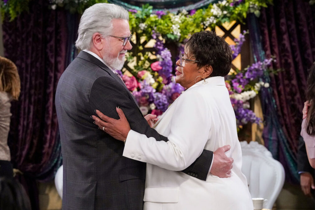 John Larroquette as Dan Fielding and Marsha Warfield as Roz in 'Night Court' Season 2 finale