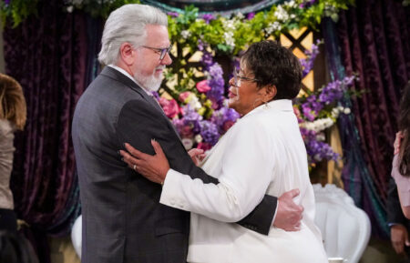 John Larroquette as Dan Fielding and Marsha Warfield as Roz in 'Night Court' Season 2 finale