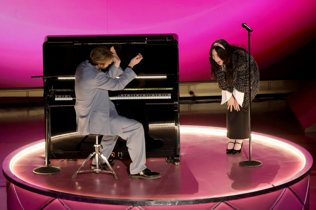 Finneas O'Connell and Billie Eilish perform onstage during the 96th Annual Academy Awards at Dolby Theatre on March 10, 2024 in Hollywood, California.