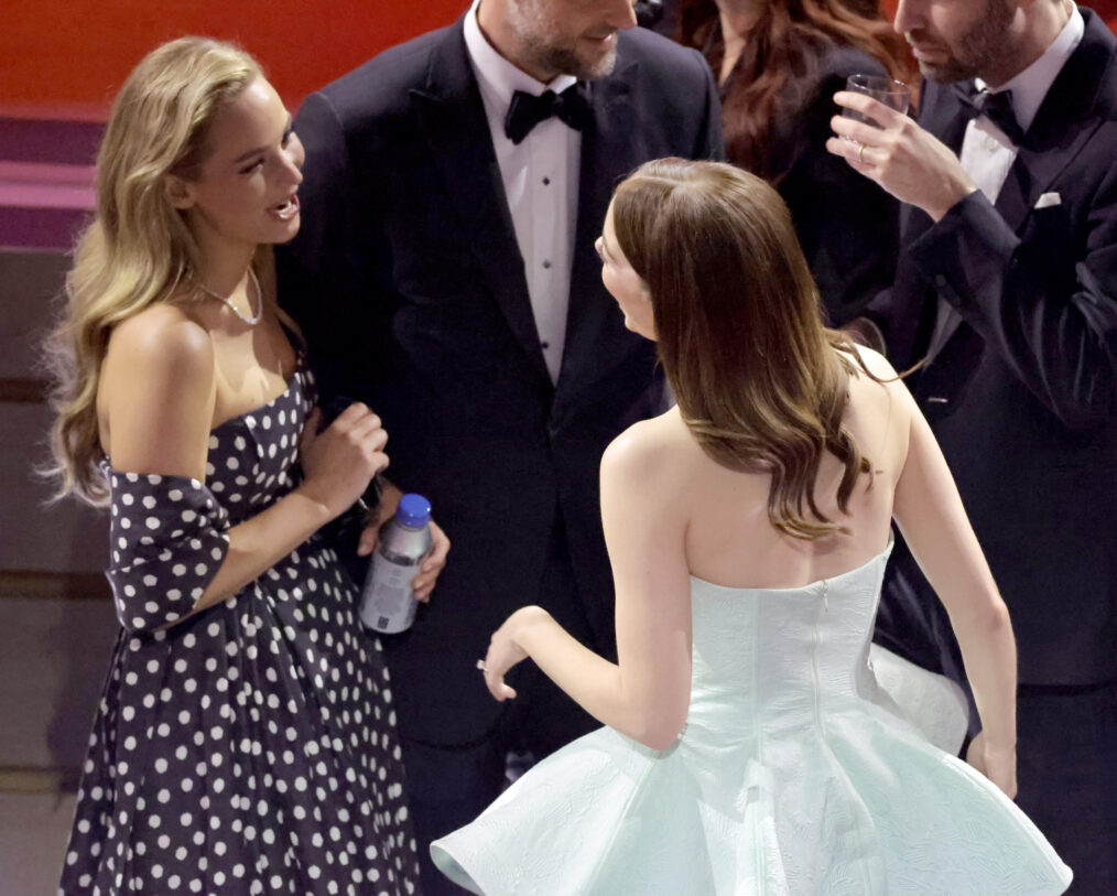 Jennifer Lawrence and Emma Stone in the audience during the 96th Annual Academy Awards at Dolby Theatre on March 10, 2024 in Hollywood, California.