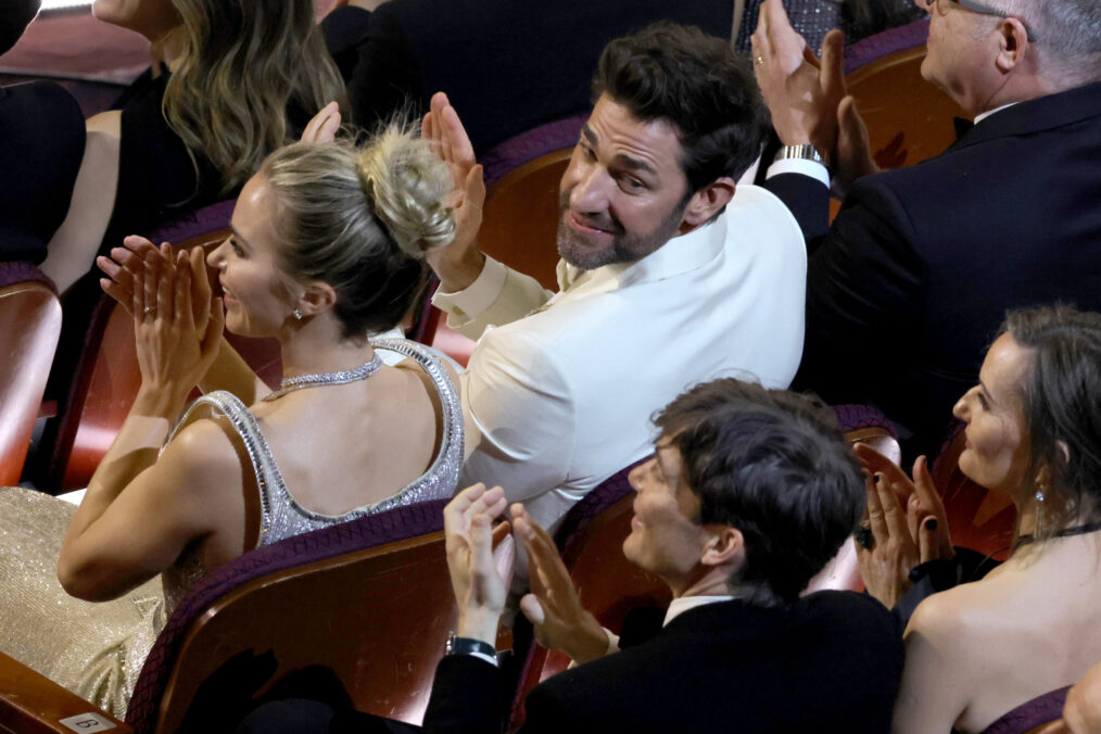 Emily Blunt, John Krasinski, and Cillian Murphy in the audience during the 96th Annual Academy Awards at Dolby Theatre on March 10, 2024 in Hollywood, California.