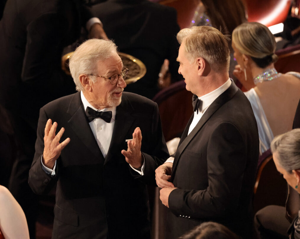 Steven Spielberg and Christopher Nolan in the audience during the 96th Annual Academy Awards at Dolby Theatre on March 10, 2024 in Hollywood, California.