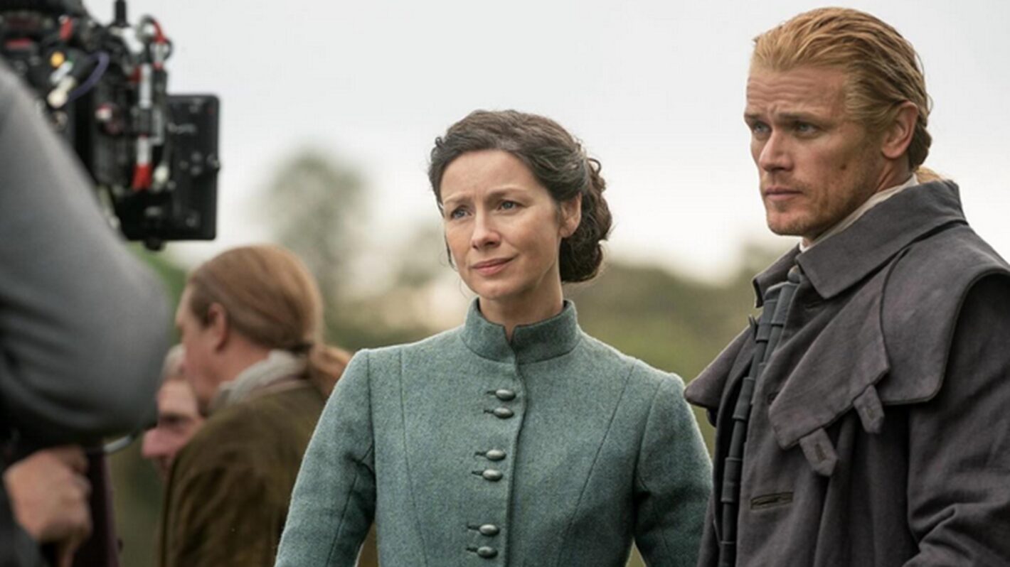 Caitriona Balfe and Sam Heughan behind the scenes of 'Outlander' Season 7, Part 2