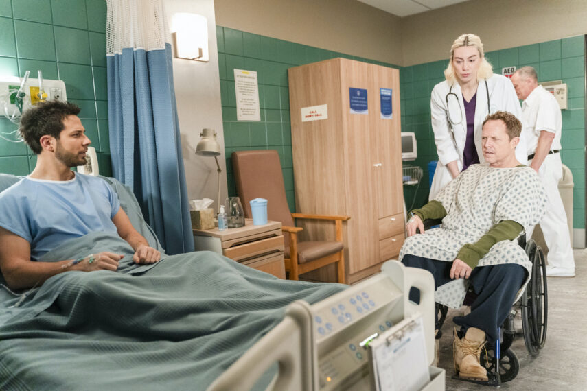 Skylar Astin as Todd Wright, Madeline Wise as Allison Grant and Dean Winters as Dick Franks — 'So Help Me Todd' Season 2 Episode 4