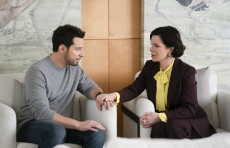 Skylar Astin as Todd Wright and Marcia Gay Harden as Margaret Wright — 'So Help Me Todd' Season 2 Episode 4