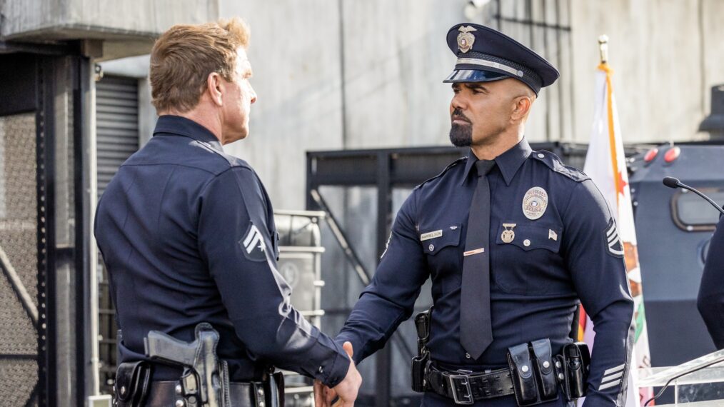 Kenneth 'Kenny' Johnson as Dominique Luca and Shemar Moore as Daniel 'Hondo' Harrelson — 'S.W.A.T.' Season 7 Episode 7