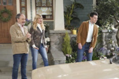 Kevin Pollak as Lamar, Beth Behrs as Gemma, and Max Greenfield as Dave in 'The Neighborhood' Season 6 Episode 4