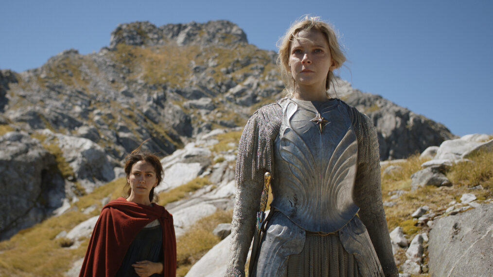 Nazanin Boniadi (Bronwyn), Morfydd Clark (Galadriel) in 'The Lord of the Rings: The Rings of Power' Season 1 Episode 7