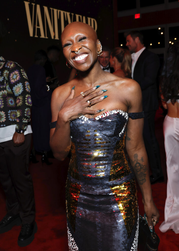 Cynthia Erivo attends the 2024 Vanity Fair Oscar Party Hosted By Radhika Jones at Wallis Annenberg Center for the Performing Arts on March 10, 2024 in Beverly Hills, California.