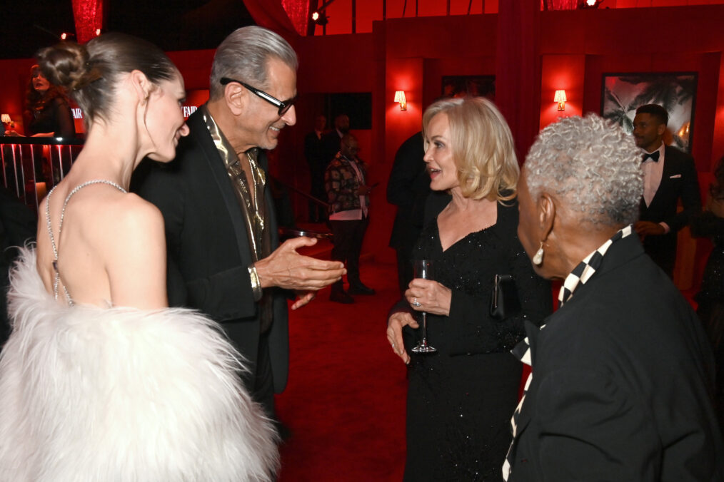 Emilie Livingston, Jeff Goldblum, Jessica Lange and Bethann Hardison attend the 2024 Vanity Fair Oscar Party Hosted By Radhika Jones at Wallis Annenberg Center for the Performing Arts on March 10, 2024 in Beverly Hills, California.