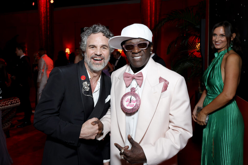 Mark Ruffalo and Flavor Flav attend the 2024 Vanity Fair Oscar Party Hosted By Radhika Jones at Wallis Annenberg Center for the Performing Arts on March 10, 2024 in Beverly Hills, California.