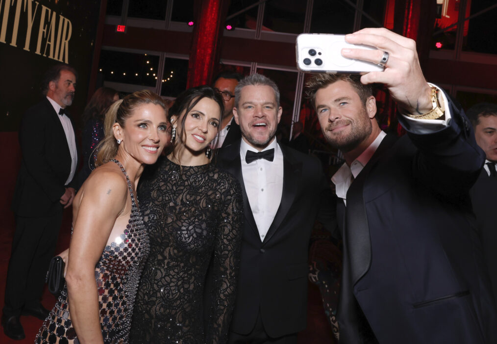 Elsa Pataky, Luciana Barroso, Matt Damon, and Chris Hemsworth attend the 2024 Vanity Fair Oscar Party