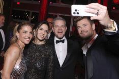 Elsa Pataky, Luciana Barroso, Matt Damon, and Chris Hemsworth attend the 2024 Vanity Fair Oscar Party