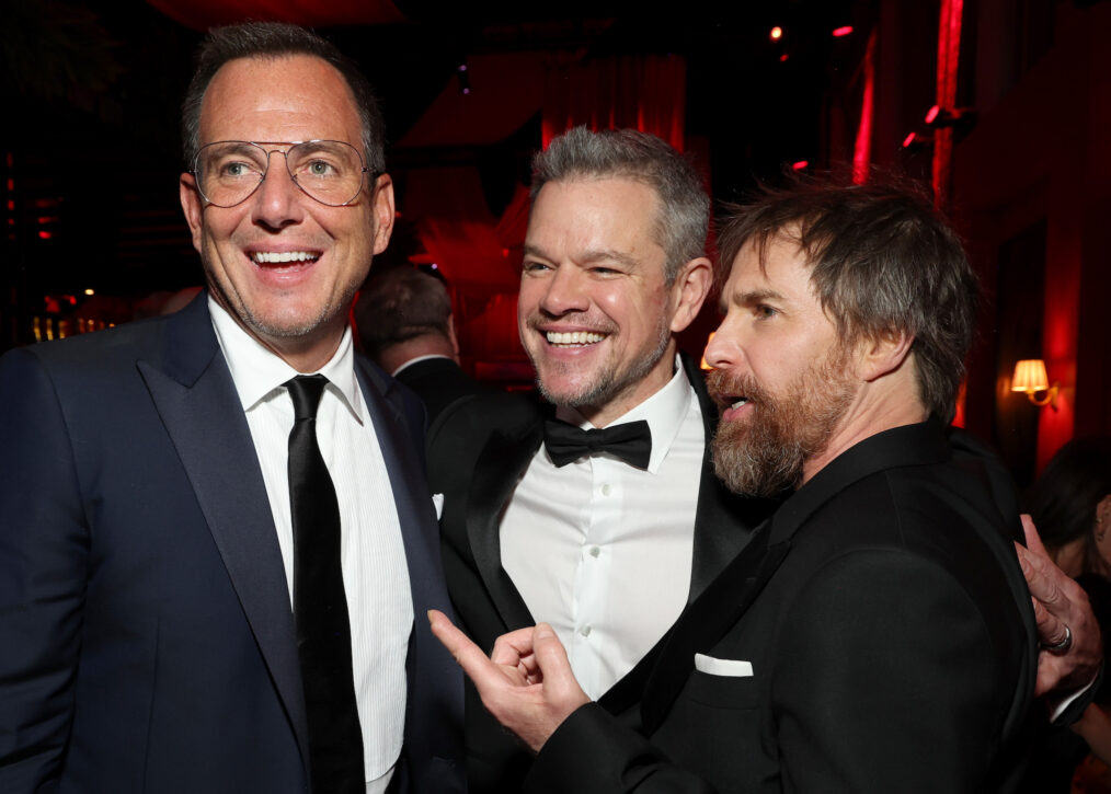 Will Arnett, Matt Damon, and Sam Rockwell attend the 2024 Vanity Fair Oscar Party Hosted By Radhika Jones at Wallis Annenberg Center for the Performing Arts on March 10, 2024 in Beverly Hills, California.