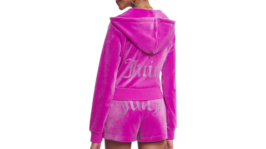 Juicy Couture Women's Solid Classic Juicy Hoodie with Back Bling