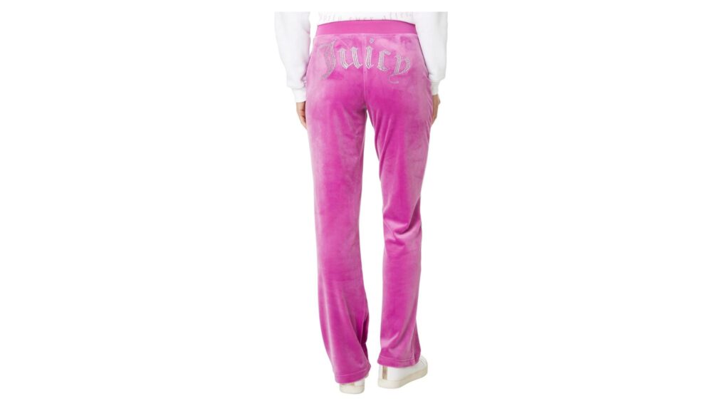 Juicy Couture Women's Solid Rib Waist Velour Pant WDrawcord