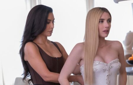 Kim Kardashian as Siobhan Corbyn, Emma Roberts as Anna Victoria Alcott in AHS: Delicate