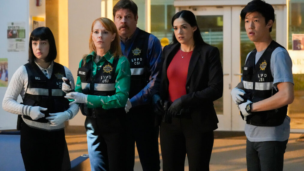 Marg Helgenberger, Lex Medlin, Sarah Gilman, Ariana Guerra, and Jay Lee in CSI: Vegas