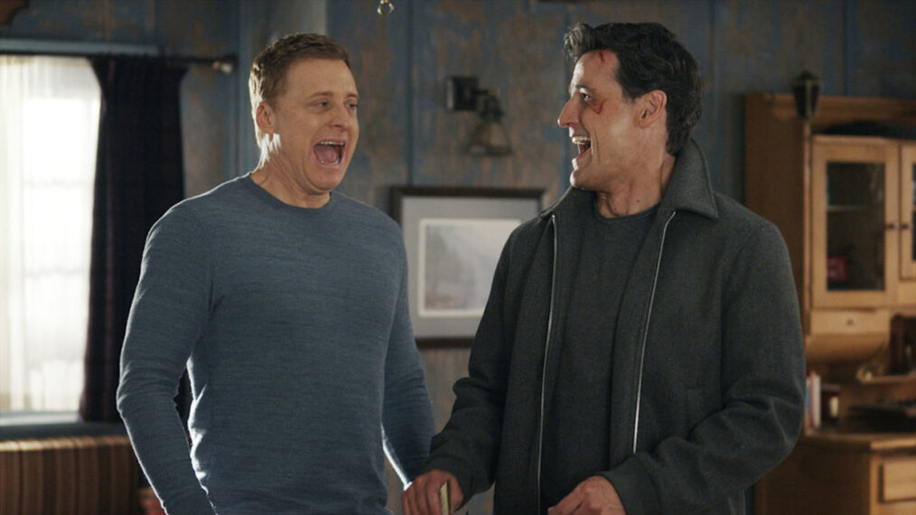 Alan Tudyk as Harry Vanderspeigle, Enver Gjokaj as Joseph Raini in Resident Alien - Season 3, 'Homecoming'