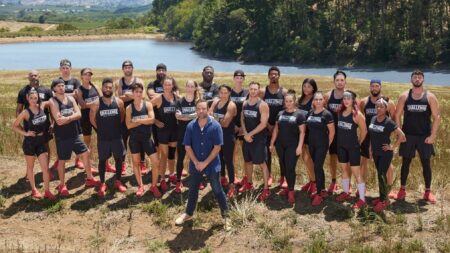 Back row, L-R: Kefla Hare, Adam Larson, Janelle Casanave, Ace Amerson, Brad Fiorenza, Tyrie Ballard-Brown, Laurel Stucky, Leroy Garrett, Kam Williams, Derek Chavez, Steve Meinke, Tony Raines Front row, L-R: Averey Tressler, Ryan Kehoe, Brandon Nelson, Rachel Robinson, Flora Alekseyeun, Nicole Zanatta, Ayanna Mackins, Jay Mitchell, Veronica Portillo, Tina Barta, Cara Maria Sorbello, Jasmine Reynaud in The Challenge: All Stars, season 4, streaming on Paramount+, 2024. Photo Credit: Jonne Roriz/Paramount+