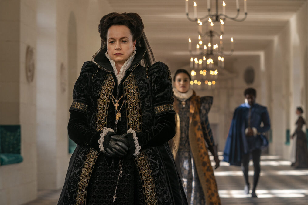 Samantha Morton as Catherine de Medici and Emma McDonald as Rahima in 'The Serpent Queen' Season 2