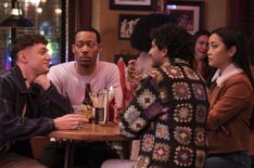 Chris Perfetti, Tyler James Williams, Karan Soni, and Lana Condor in 'Abbott Elementary' Season 3
